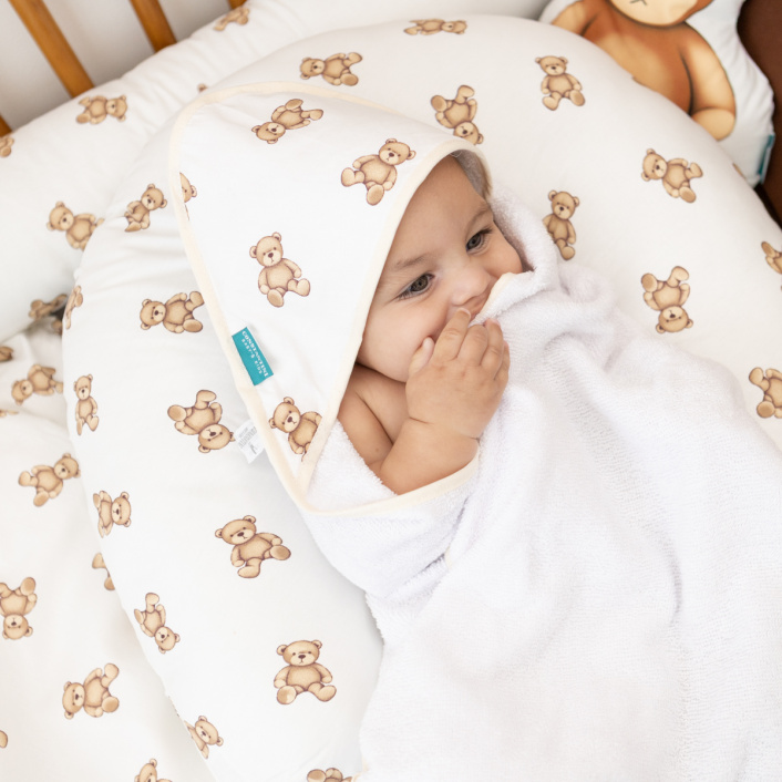 Toalha Felpa com Capuz Extra Macia Percal 100% Algodão Ursinho - Constantini Baby
