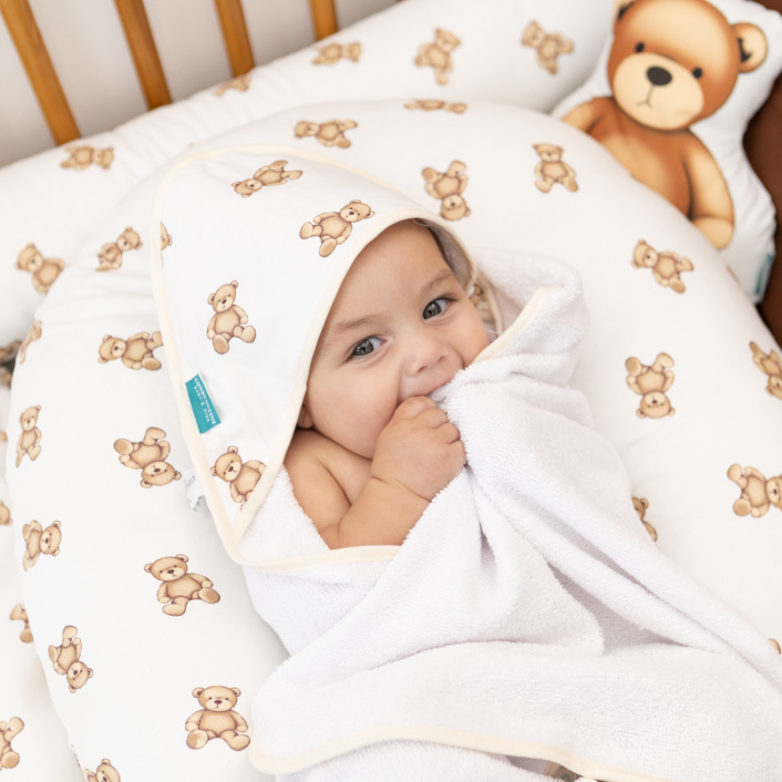 Toalha Felpa com Capuz Extra Macia Percal 100% Algodão Ursinho - Constantini Baby