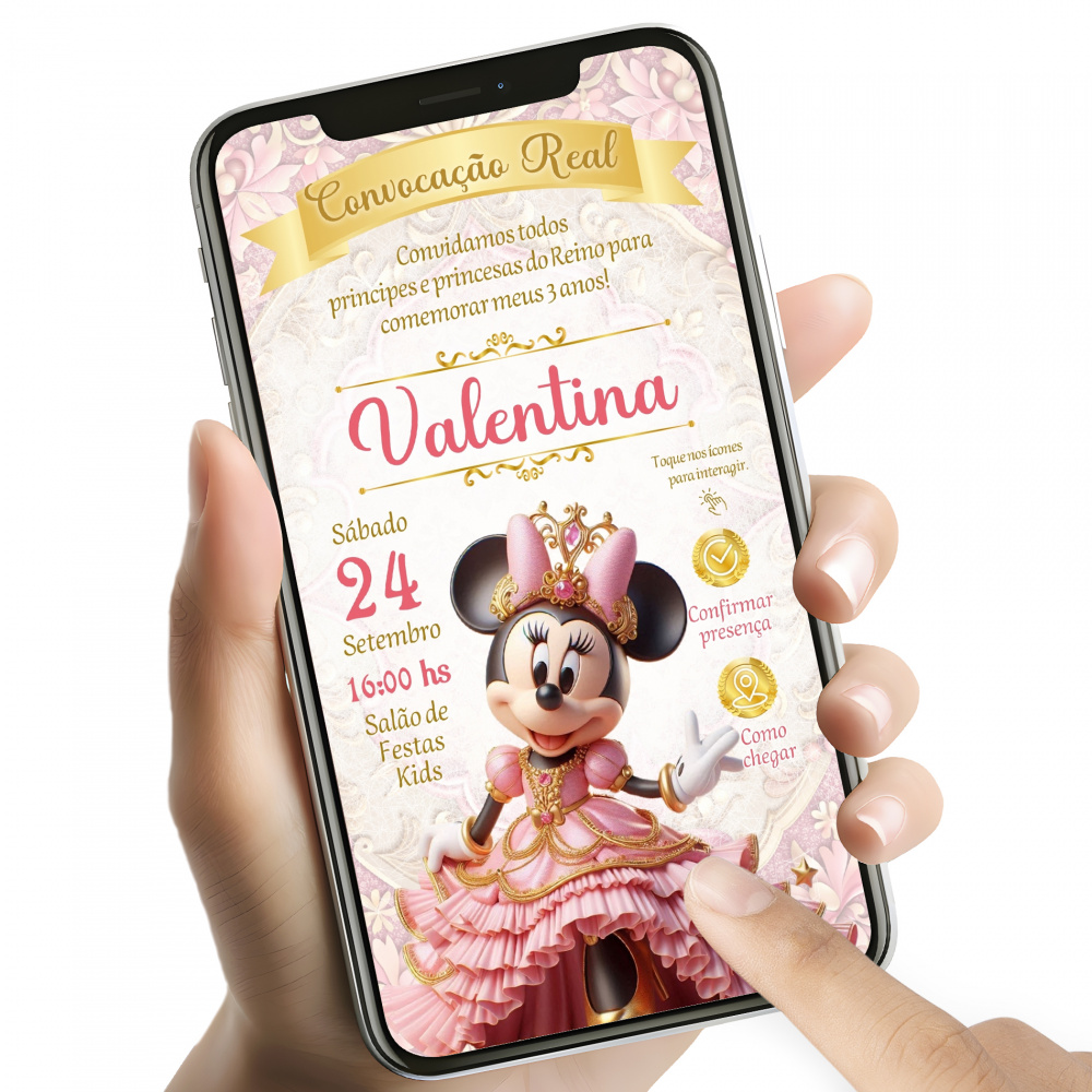 Convite Digital Interativo Minnie Princesa Convitecomcharme Br