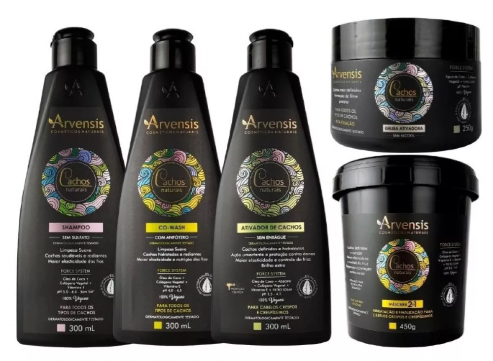Kit Arvensis Cachos Shampoo + Cowash + Ativador Cachos Naturais Crespos