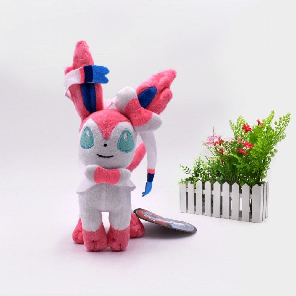 Pelúcia Pokémon Sylveon Eevee Evoluções Oficial Colecionador - R$ 78,9