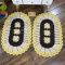 2 Tapete Oval de Crochê Milão Amarelo C/Marrom