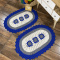 2 Tapete Oval de Crochê Milão Azul Royal C/Grafite