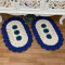 2 Tapetes de Crochê 3 Flores - Azul Marinho - Produto Feito a Mão