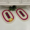 2 Tapetes de Crochê Oval - 3 Flores Pink c/ Bico Crú - Produto Feito a Mão