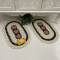 2 Tapetes de Crochê Oval - 3 Flores Rosê c/ Bico Crú - Produto Feito a Mão