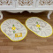 2 Tapetes de Crochê Oval - Bordado Flor Amarela - Produto Feito a Mão