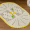 2 Tapetes de Crochê Oval - Bordado Flor Amarela - Produto Feito a Mão