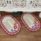 2 Tapetes de Crochê Oval Bordado Flor Barroca - Pink - Produto Feito a Mão