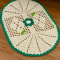 2 Tapetes de Crochê Oval - Bordado Flor Verde - Produto Feito a Mão