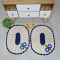 2 Tapetes de Crochê Oval - Bordado Florzinha c/ Bico Azul Marinho - Produto Feito a Mão