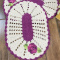 2 Tapetes de Crochê Oval - Bordado Florzinha c/ Bico Fucsia - Produto Feito a Mão