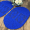 Kit 2 Tapetes De Crochê Oval Colorido Azul Bic