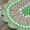 2 Tapetes de Crochê Oval Colorido Nude C/Verde
