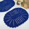 2 Tapetes de Crochê Oval Colorido P - Azul Royal - Produto Feito a Mão