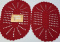 2 Tapetes de Crochê Oval Colorido P - Vermelho - Produto Feito a Mão