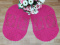 2 Tapetes De Crochê Oval Colorido - Pink - Produto 100% Feito a Mão