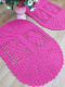 2 Tapetes De Crochê Oval Colorido - Pink - Produto 100% Feito a Mão