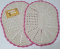 2 Tapetes de Crochê Oval Crú C/Bico Rosa - Produto Feito a Mão