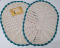 2 Tapetes de Crochê Oval Crú C/Bico Verde Agua - Produto Feito a Mão