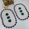 2 Tapetes de Crochê Oval Leque C/ Flores - Azul - 75x50cm
