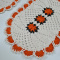 2 Tapetes de Crochê Oval Leque C/ Flores - Laranja - 75x50cm