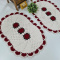 2 Tapetes de Crochê Oval Leque C/ Flores - Marsala - 75x50cm