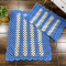 2 Tapetes de Crochê Retangular Colorido Itália Azul C/Crú