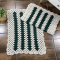 2 Tapetes de Crochê Retangular Colorido Itália Crú C/ Verde
