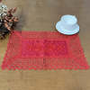 Bandeja Toalhinha C/Barrado em Guippir Quadro Vermelho