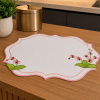 Bandeja de Chá Bordada Floral 35x48cm Flor Rosa C/Salmão