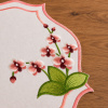 Bandeja de Chá Bordada Floral 35x48cm Flor Rosa C/Salmão
