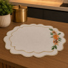 Bandeja de Chá Bordada Floral 35x48cm Floral Laranja C/Bege