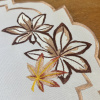 Bandeja de Chá Bordada Floral 35x48cm Folha Bege C/Marrom