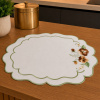 Bandeja de Chá Bordada Floral 35x48cm Verde C/Flor Marrom