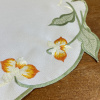 Bandeja de Chá Bordada Floral 35x48cm Verde Menta C/Flor Laranja