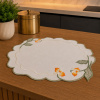Bandeja de Chá Bordada Floral 35x48cm Verde Menta C/Flor Laranja