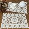 Bandeja de Chá Crivo Floral Bordado 32x48cm Branco C/Nude