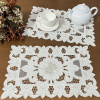 Bandeja de Chá Crivo Floral Bordado 32x48cm Branco C/Nude IIII