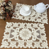 Bandeja de Chá Crivo Floral Bordado 32x48cm Flor Bege