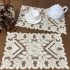 Bandeja de Chá Crivo Floral Bordado 32x48cm Perola C/Bege