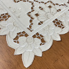 Bandeja de Chá Crivo Floral Perola Bordado Bege 32x48cm