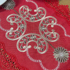 Bandeja Toalhinha Bordada C/Guippir Arabesco Vermelho