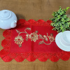 Bandeja Toalhinha Bordada C/Guippir Elegance Vermelho C/Ramos Dourados