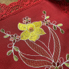Bandeja Toalhinha Bordada C/Guippir Elegance Vermelho Florzinha Amarela