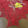 Bandeja Toalhinha Bordada C/Guippir Elegance Vermelho Florzinha Amarela