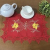 Bandeja Toalhinha Bordada C/Guippir Elegance Vermelho Florzinha Amarela