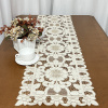 Caminho de Mesa 1.50m Crivo Floral Bordado Flor Bege
