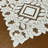 Caminho de Mesa 1.50m Crivo Floral Bordado Perola C/Bege