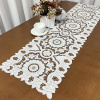 Caminho de Mesa 1.80m Crivo Floral Bordado Branco C/Nude